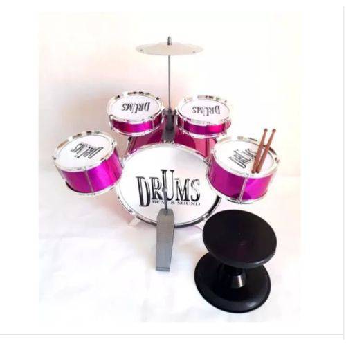 Tamanhos, Medidas e Dimensões do produto Bateria Infantil 4 Tambores 1 Bumbo 1 Prato Jazz Drum Pink