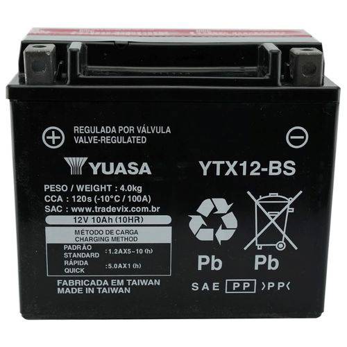 Tamanhos, Medidas e Dimensões do produto Bateria Ytx12-Bs