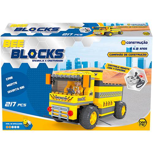 Tamanhos, Medidas e Dimensões do produto Bee Blocks - Caminhão Construção com Controle Remoto 217 Peças - Beeme