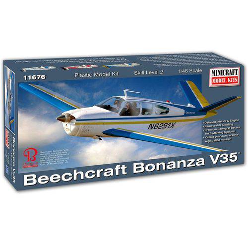 Tamanhos, Medidas e Dimensões do produto Beechcraft Bonanza V35 - 1/48 - Minicraft 11676