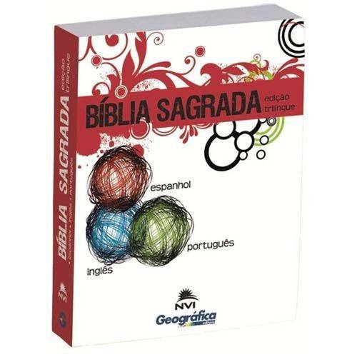 Tamanhos, Medidas e Dimensões do produto Bíblia Nvi Trilingue - Inglês / Português / Espanhol - Brochura - Branca com Vermelho