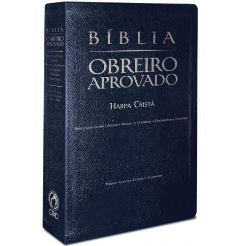 Tamanhos, Medidas e Dimensões do produto Bíblia Obreiro Aprovado - Harpa Cristã - Capa Luxo - Média - (Azul)