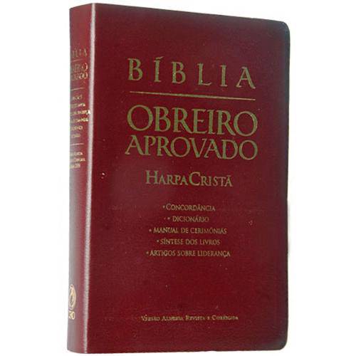 Tamanhos, Medidas e Dimensões do produto Bíblia Obreiro Aprovado - Harpa Cristã - Capa Luxo - Média - (Vinho)