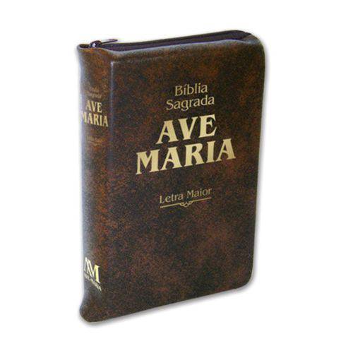 Tamanhos, Medidas e Dimensões do produto Bíblia Sagrada Ave Maria Letra Maior - Marron Ziper