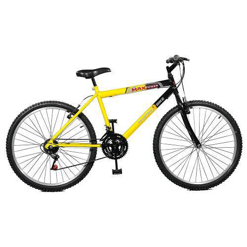 Tamanhos, Medidas e Dimensões do produto Bicicleta Aro 26 18 Marchas Max Power - Master Bike - Amarelo com Preto