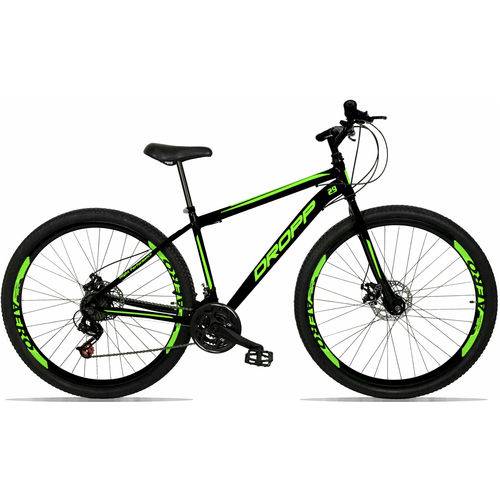 Tamanhos, Medidas e Dimensões do produto Bicicleta Aro 29 DROPP AÇO 21v Marchas com Freio a Disco Mecânico Preto com Verde