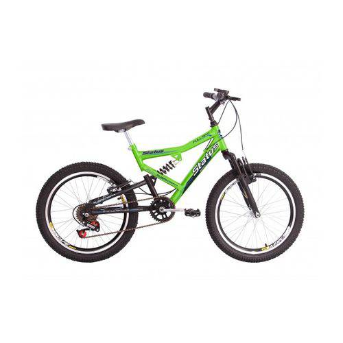 Tamanhos, Medidas e Dimensões do produto Bicicleta Infantil Aro 20 Dupla Suspensão 6v Status - Verde