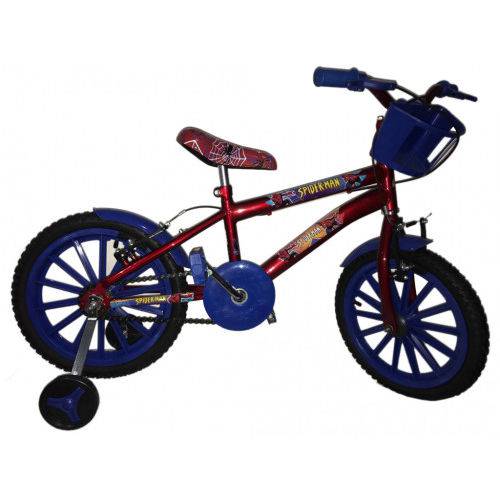 Tamanhos, Medidas e Dimensões do produto Bicicleta Infantil Aro 16 +cesta + Adesivos Homem Aranha