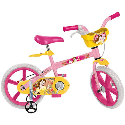 Tamanhos, Medidas e Dimensões do produto Bicicleta Infantil Bandeirante Bela Princesas Disney Aro 14" - Rosa/Amarela