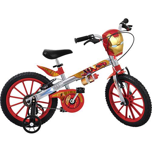 Tamanhos, Medidas e Dimensões do produto Bicicleta Infantil Bandeirante Homem de Ferro Vingadores Aro 16" - Prata/Vermelha