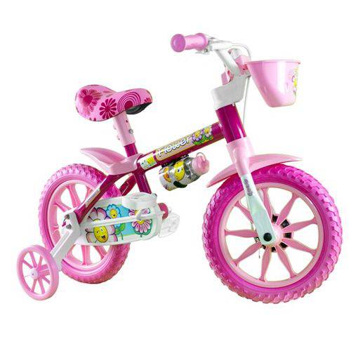 Tamanhos, Medidas e Dimensões do produto Bicicleta Infantil Feminina Pink Aro 12 Flower Selim em Pu
