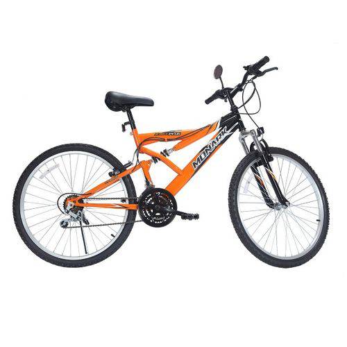 Tamanhos, Medidas e Dimensões do produto Bicicleta Monark Full Aro 26 21 Marchas MTB Plus FS Laranja Preta