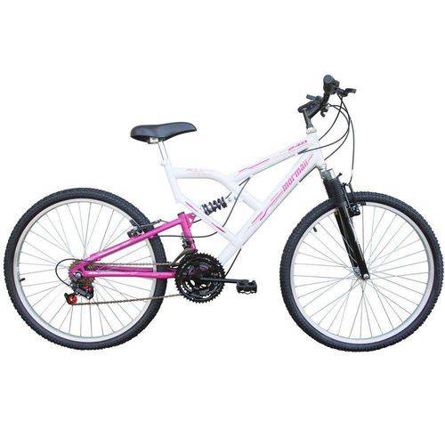 Tamanhos, Medidas e Dimensões do produto Bicicleta Mormaii Aro 26 FULL FA240 FEM 18V Branco/Rosa - 39-034