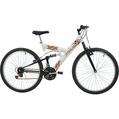 Tamanhos, Medidas e Dimensões do produto Bicicleta Polimet Kanguru Aro 26 18 Marchas Full Suspension - Branca