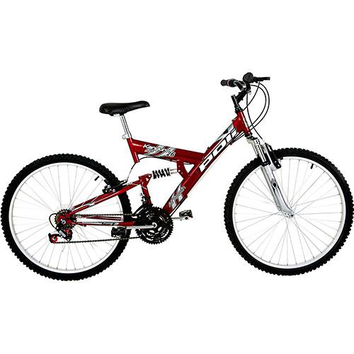Tamanhos, Medidas e Dimensões do produto Bicicleta Polimet Kanguru Aro 26 18 Marchas Full Suspension - Vermelha