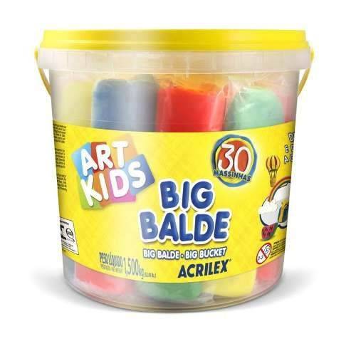 Tamanhos, Medidas e Dimensões do produto Big Balde Art Kids com 30 Massinhas de Modelar Acrilex 40023