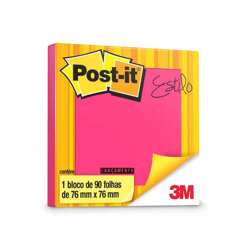 Tamanhos, Medidas e Dimensões do produto Bloco Adesivo 3M Post-It Neon 076 X 076 Mm Pink HB004309959