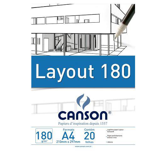 Tamanhos, Medidas e Dimensões do produto Bloco Canson Layout – 180g/M² A4 210 X 297 Mm com 20 Folhas – 66667027