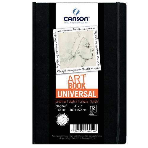 Tamanhos, Medidas e Dimensões do produto Bloco Canson para Esboço – Art Book Universal Preto com Elástico 96g/M² 10,2 X 15,2 Cm - 60006455