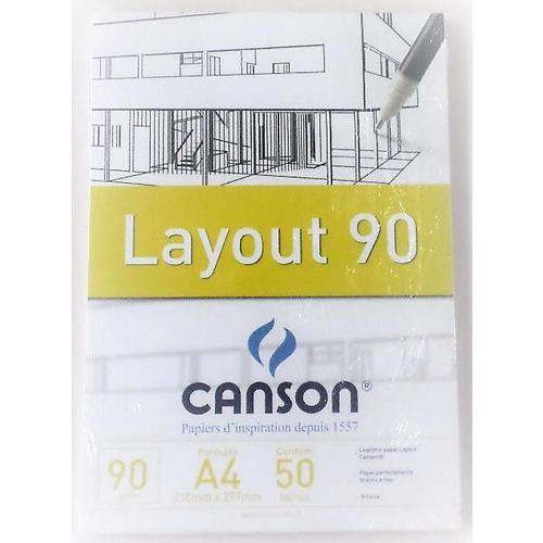 Tamanhos, Medidas e Dimensões do produto Bloco Canson Tecnico Lay Out 90grs A4 C/50 Folhas