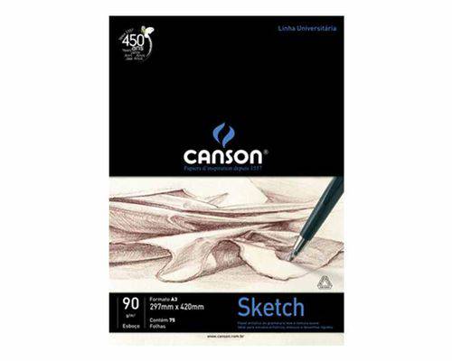 Tamanhos, Medidas e Dimensões do produto Bloco Canson Universitário Sketch 90grs A3 C-75 Folhas