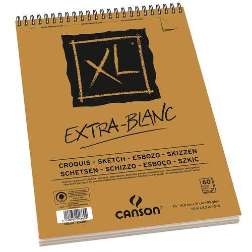 Tamanhos, Medidas e Dimensões do produto Bloco Canson Xl Extra Blanc 90grs A5 C/60 Folhas