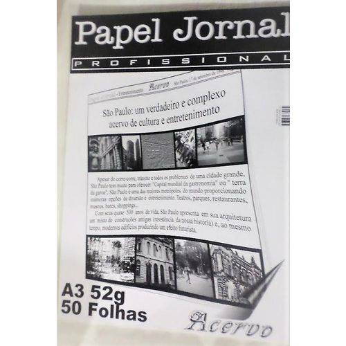 Tamanhos, Medidas e Dimensões do produto Bloco de Papel Jornal A3 52g com 50 Folhas - Acervo