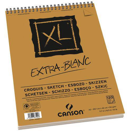 Tamanhos, Medidas e Dimensões do produto Bloco Encadernado Canson Xl® Extra Blanc 90g/M² A3 29,7 X 42 Cm com 120 Folhas – 200787501
