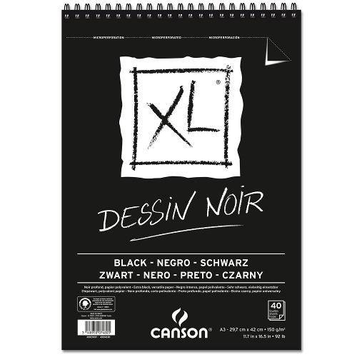 Tamanhos, Medidas e Dimensões do produto Bloco Espiralado Canson Xl® Dessin Noir Black 150g/M² A3 29,7 X 42 Cm com 40 Folhas – 400039087