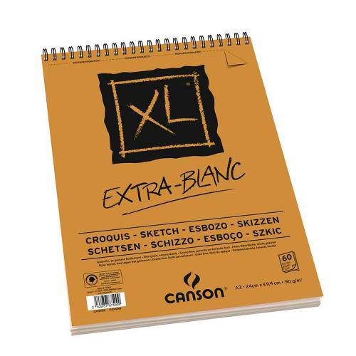 Tamanhos, Medidas e Dimensões do produto Bloco Espiralado Canson Xl® Extra Blanc 90g/M² A2 24 X 59,4 Cm com 60 Folhas – 60001855
