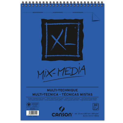 Tamanhos, Medidas e Dimensões do produto Bloco Espiralado Canson Xl® Mix Media 300g/M² A4 21 X 29,7 Cm com 30 Folhas – 200807215