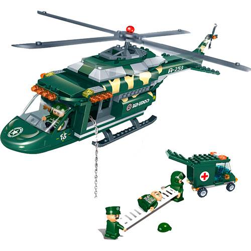 Tamanhos, Medidas e Dimensões do produto Blocos de Montar Banbao Força Tática Helicóptero Médico - 263 Peças