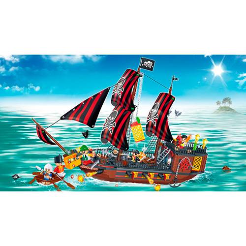 Tamanhos, Medidas e Dimensões do produto Blocos de Montar Banbao Pirata Navio Invencível - 850 Peças