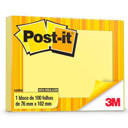 Tamanhos, Medidas e Dimensões do produto Blocos Recado Adesivos Post-It 657 76x102mm Amarelo | 4 Blocos - 3m