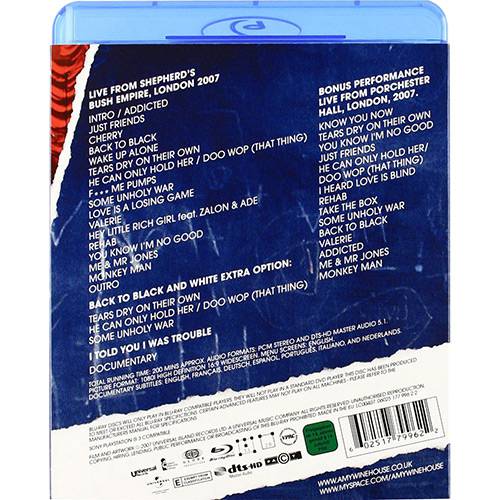 Tamanhos, Medidas e Dimensões do produto Blu-ray Amy Winehouse - I Told You I Was Trouble