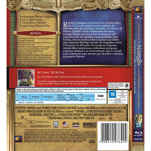 Tamanhos, Medidas e Dimensões do produto Blu-ray as Crônicas de Nárnia III: a Viagem do Peregrino da Alvorada
