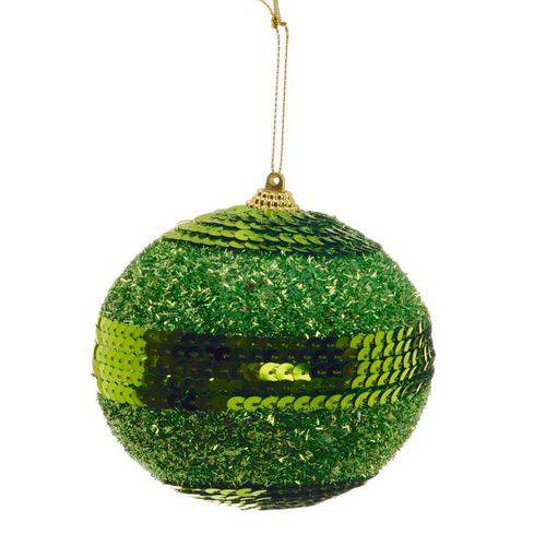 Tamanhos, Medidas e Dimensões do produto Bola Arvore de Natal Verde com Lantejoula - 25 Cm