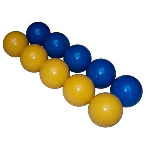 Tamanhos, Medidas e Dimensões do produto Bola de Bilhar Mata-Mata 50 Mm 10 Peças Amarelo X Azul BM