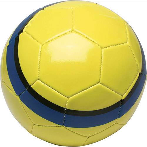 Tamanhos, Medidas e Dimensões do produto Bola de Futebol - Amarela Faixa Azul e Preta - DTC