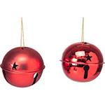 Tamanhos, Medidas e Dimensões do produto Bola Lisa Sininhos Vermelha - 6 Peças - Christmas Traditions