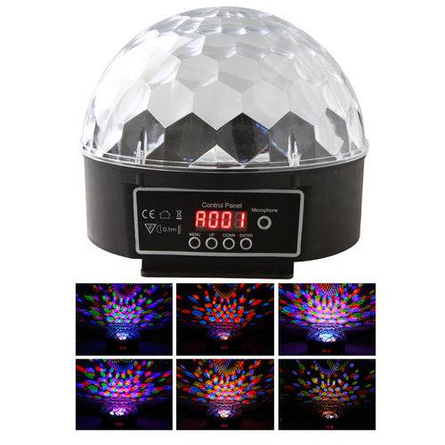 Tamanhos, Medidas e Dimensões do produto Bola Maluca Led Rgb Holográfico 13w Dmx 8ch Ball Light Iluminação Balada Festa