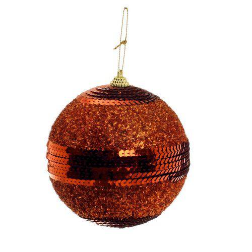 Tamanhos, Medidas e Dimensões do produto Bolas Arvore de Natal Cobre Claro com Lantejoula - 15 Cm