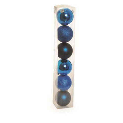 Tamanhos, Medidas e Dimensões do produto Bolas Arvore de Natal em Tubo Azul Escuro - 6 Unidades 8 Cm