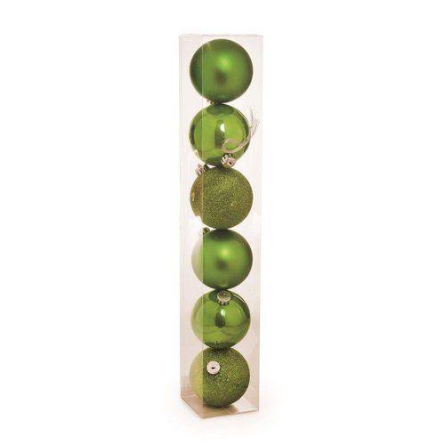 Tamanhos, Medidas e Dimensões do produto Bolas Arvore de Natal em Tubo Verde Claro - 6 Unidades 8 Cm