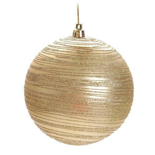 Tamanhos, Medidas e Dimensões do produto Bolas Arvore de Natal Listras Glitter Ouro - 2 Unidades 12 Cm