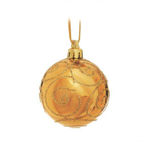 Tamanhos, Medidas e Dimensões do produto Bolas Arvore de Natal Ouro - Arabesco - 6 Unidades 6 Cm