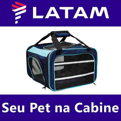 Tamanhos, Medidas e Dimensões do produto Bolsa para Transportar Seu Pet na Cabine do Avião - Cia LATAM - Eleva Mundi - (Cor Azul)