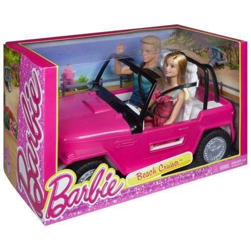 Tamanhos, Medidas e Dimensões do produto Boneca Barbie e Boneco Ken com Automóvel - Veículo de Praia Carro da Barbie CJD12 - Mattel