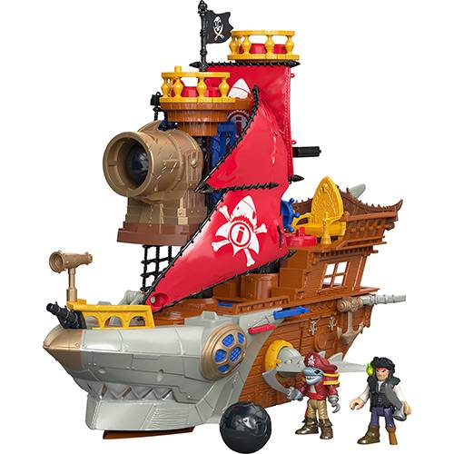 Tamanhos, Medidas e Dimensões do produto Boneco Imaginext Navio Pirata Tubarão - Mattel