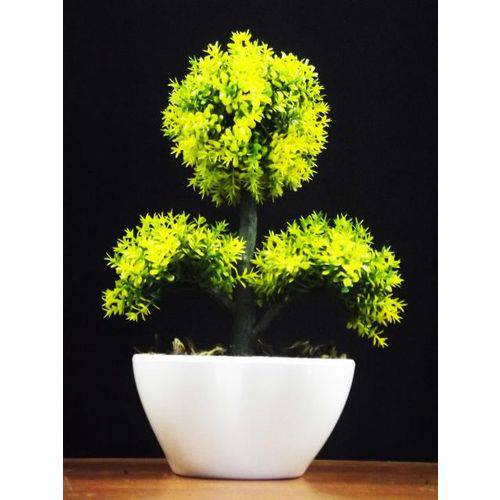 Tamanhos, Medidas e Dimensões do produto Bonsai Artificial Colorido - Cores Mini Árvore Japonesa Vaso Poda Arranjo Verde Amarelo Branco